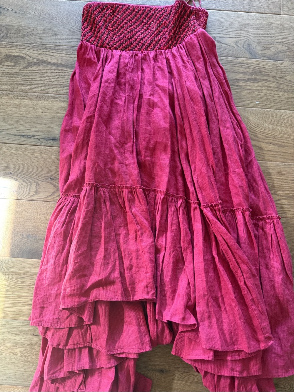 Free People Fuchsia Tiered Strapless Maxi Dress